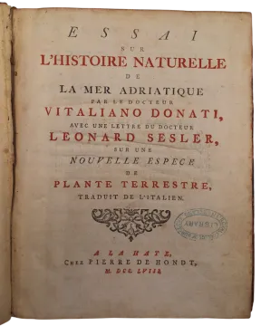071. Vitaliano Donati: Essai sur l'histoire naturelle de la mer Adriatique