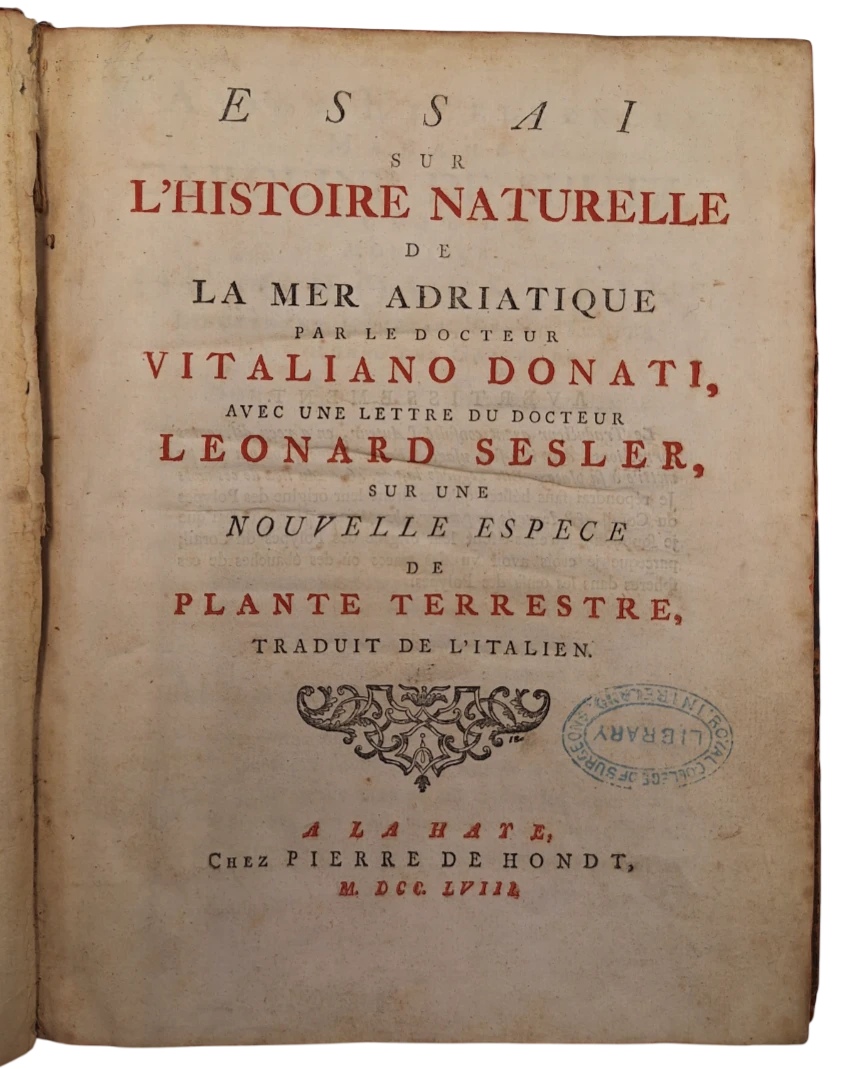 071. Vitaliano Donati: Essai sur l'histoire naturelle de la mer Adriatique