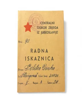 032. Centralni Odbor zbjega iz Jugoslavije- radna iskaznica
