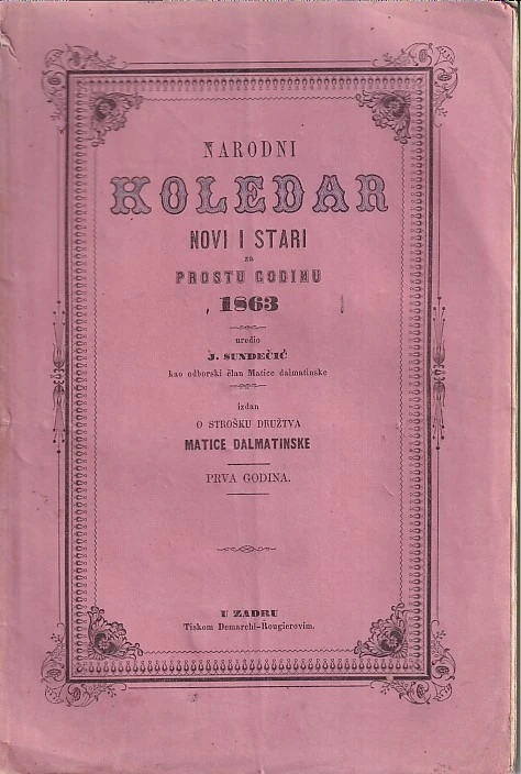 161. Narodni koledar novi i stari za prostu godinu 1863