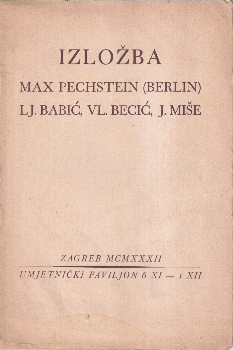 27. Izložba Max Pechstein (Berlin) – Lj. Babić, Vl. Becić, J. Miše