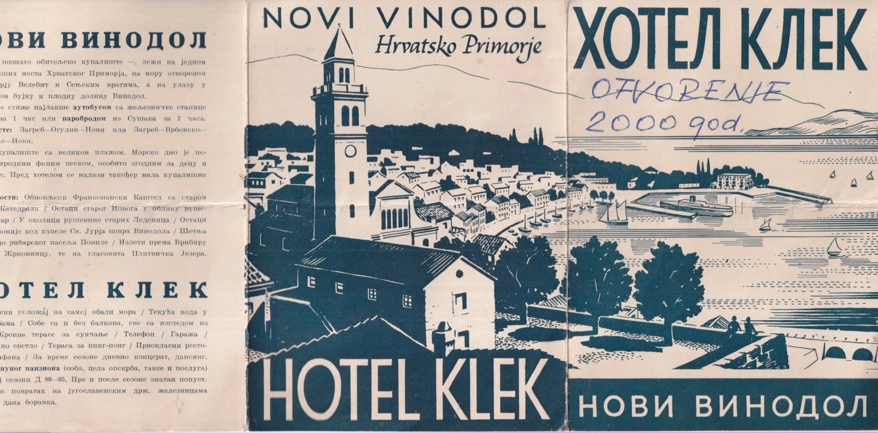29. Turistički letak - Novi Vinodol, Hrvatsko primorje, hotel Klek