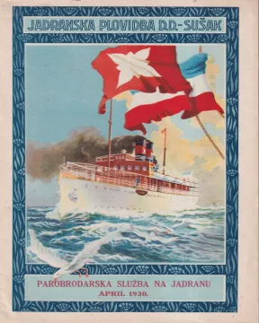 31. Turistička brošura (cjenik i linije) parobrodska služba na Jadranu, Jadranska plovidba d.d. – Sušak