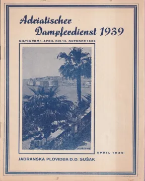 33. Turistička brošura (cjenik i linije) Adriatischer Dempferdienst 1939