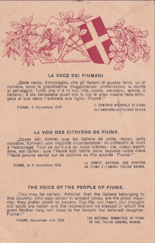 36. Kartolina, La voce dei Fiumani / The voice of the people of Fiume