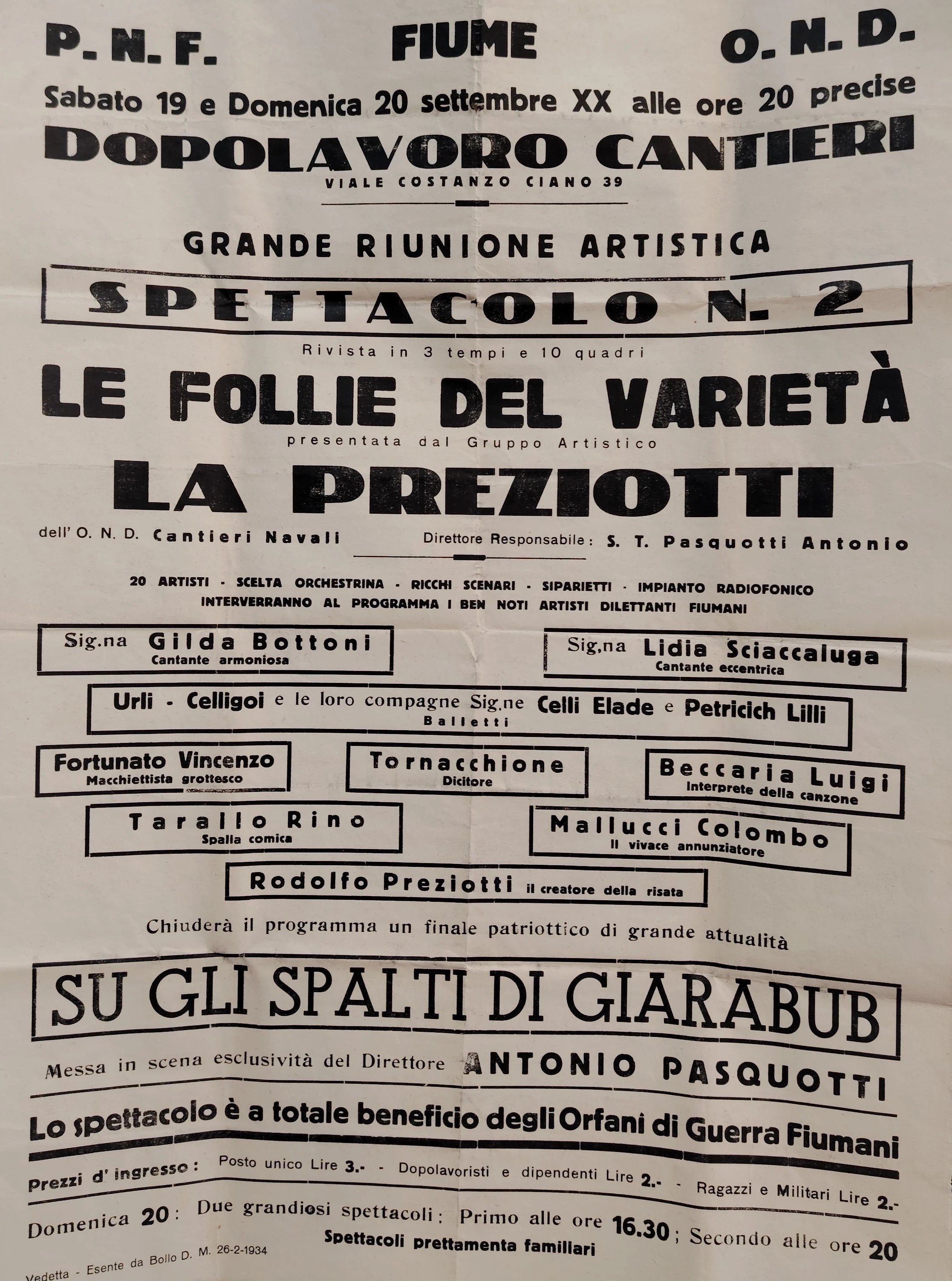 75. Plakat, Le follie del varietà - skupina La Preziotti